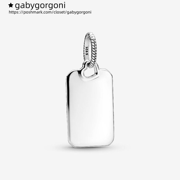 Pandora Engravable Rectangle Tag Pendant - Picture 1 of 6
